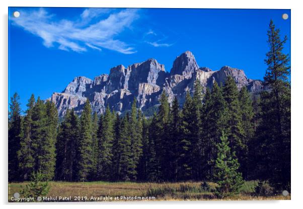 Castle Mountain, Banff National Park - Alberta, Ca Acrylic by Mehul Patel