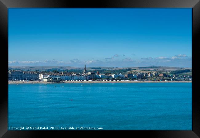 Weymouth Bay with Weymouth beach and the town  Framed Print by Mehul Patel