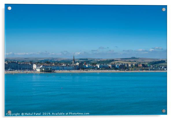 Weymouth Bay with Weymouth beach and the town  Acrylic by Mehul Patel