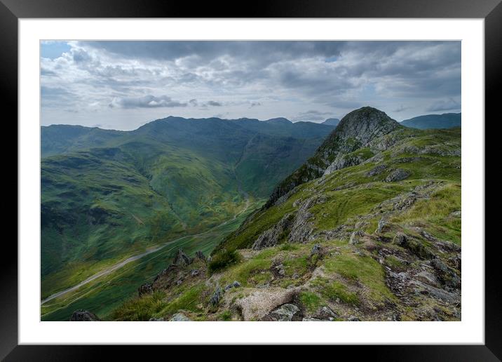 View of Pike o' Stickle and Crinkle Crags Framed Mounted Print by Greg Marshall