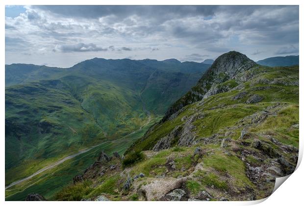 View of Pike o' Stickle and Crinkle Crags Print by Greg Marshall