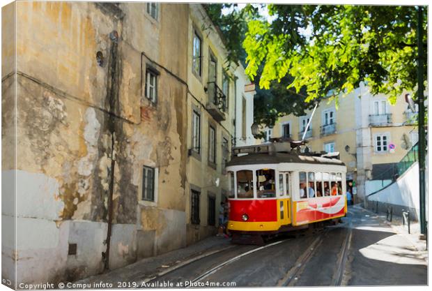 art impression of famous tram in lissabon Canvas Print by Chris Willemsen
