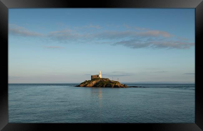 Mumbles Lighthouse island Framed Print by Leighton Collins