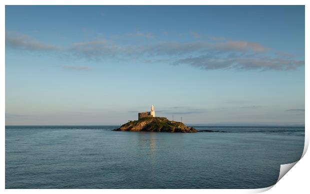 Mumbles Lighthouse island Print by Leighton Collins