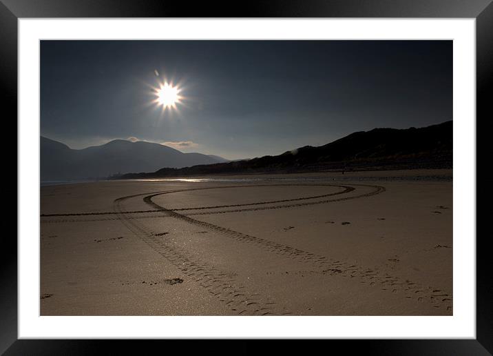 Tracks in the Sand Framed Mounted Print by pauline morris