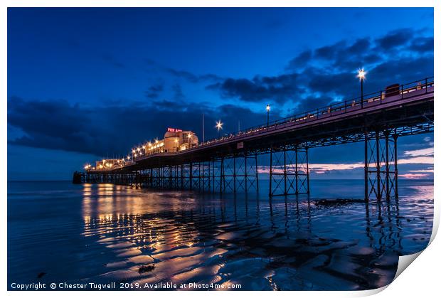 Worthing Pier at Dusk Print by Chester Tugwell