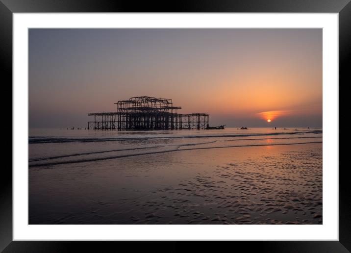 West Pier sunset Framed Mounted Print by Jed Pearson