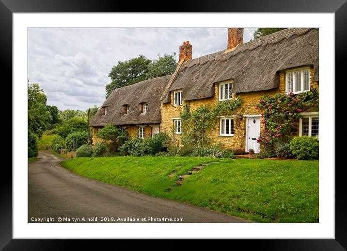 Thatched Cottages Wadenhoe Village Northants Framed Mounted Print by Martyn Arnold