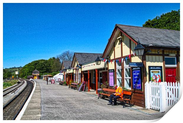 The platform, Embsay Station Print by Irene Burdell