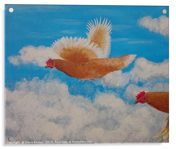 Chicken Squadron Acrylic by Steve Boston