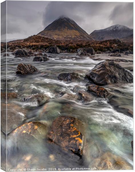 Sligachan river Isle of Skye  Canvas Print by Shaun Jacobs