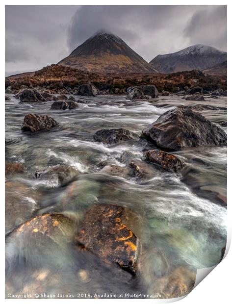 Sligachan river Isle of Skye  Print by Shaun Jacobs