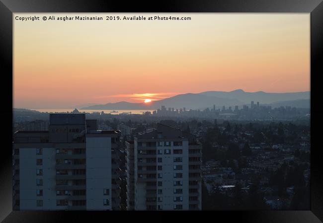 Sunset in Burnaby, Framed Print by Ali asghar Mazinanian