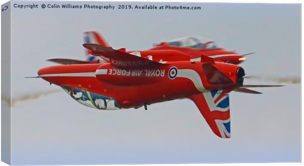 The Red Arrows Synchro Pair At Flying Legends Canvas Print by Colin Williams Photography