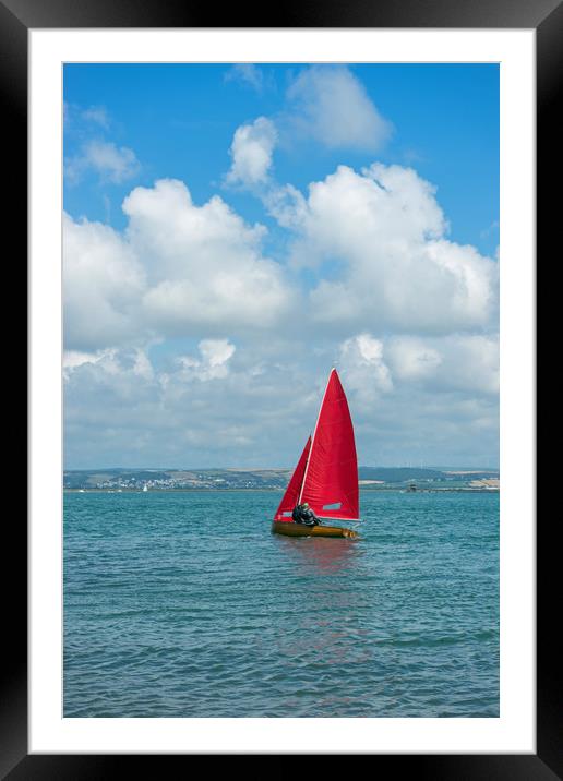 Yacht sailing on the Torridge estuary at Instow Framed Mounted Print by Tony Twyman