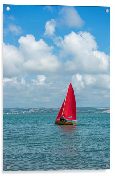 Yacht sailing on the Torridge estuary at Instow Acrylic by Tony Twyman