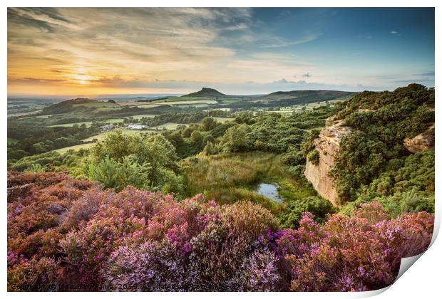 Evening at Cockshaw Hill, Roseberry Topping Print by Martin Williams