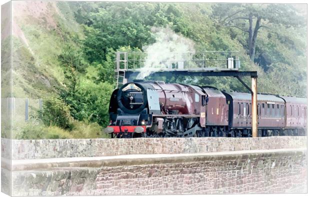 The Royal Duchy Steam Train at Teignmouth Devon Canvas Print by Rosie Spooner