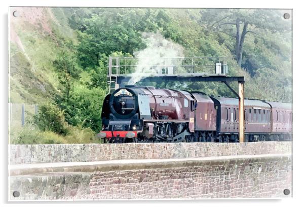The Royal Duchy Steam Train at Teignmouth Devon Acrylic by Rosie Spooner