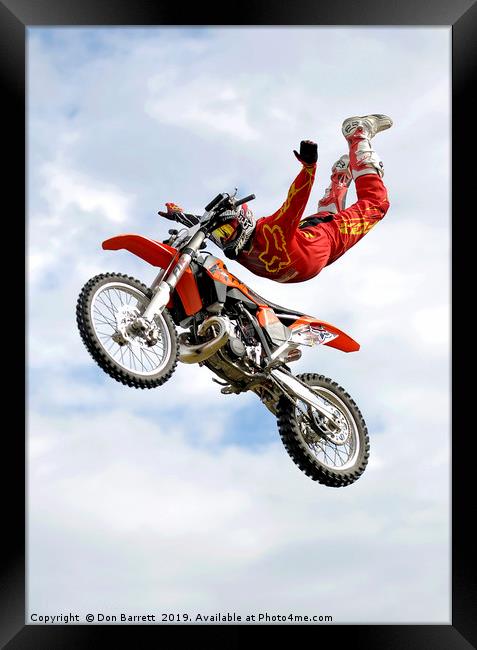 Motor Cycle Stunt Rider Framed Print by Don Barrett