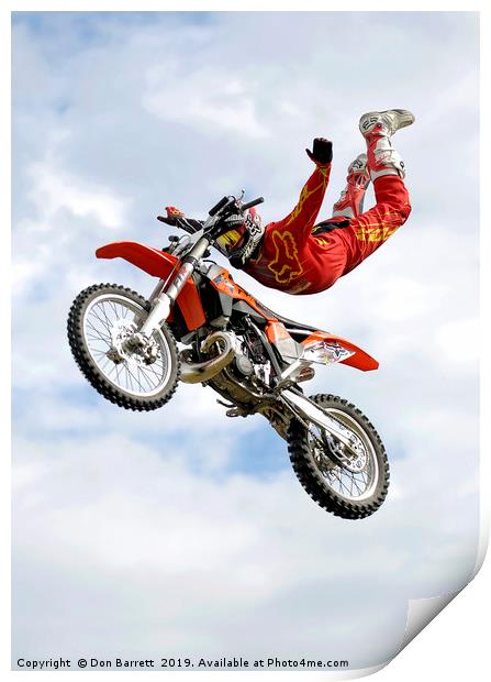 Motor Cycle Stunt Rider Print by Don Barrett
