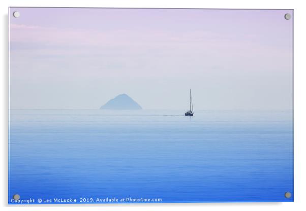 Ailsa Craig Sunset Sailing in Scotland Acrylic by Les McLuckie