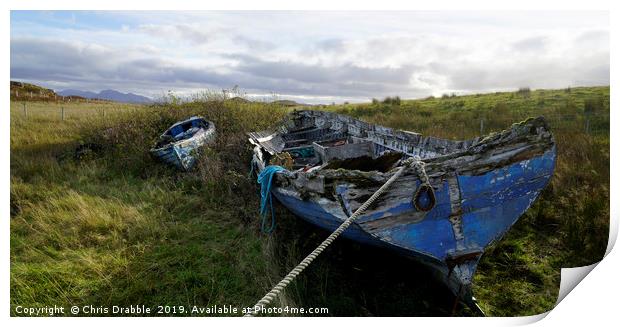 Abandoned boats in Cove Harbour Print by Chris Drabble