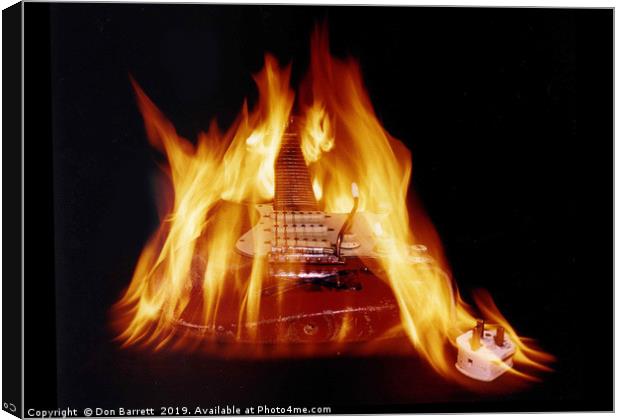 Jimi Hendrix Guitar Fire Canvas Print by Don Barrett