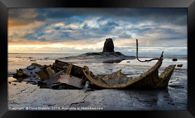 Black Nab and the wreck of the Admiral Von Tromp. Framed Print by Chris Drabble