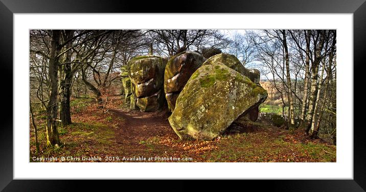 Rowtor Rocks, Birchover, The Peak District.  Framed Mounted Print by Chris Drabble