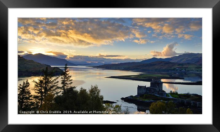 Sunset clouds, Eilean Donan Castle Framed Mounted Print by Chris Drabble
