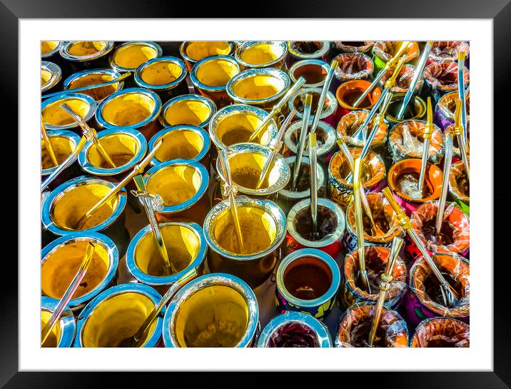 Mate Cups on Sale at Fair Street, Montevideo, Urug Framed Mounted Print by Daniel Ferreira-Leite