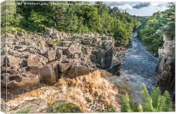 High Force Waterfall Teesdale - From The Top Down Canvas Print by Richard Laidler