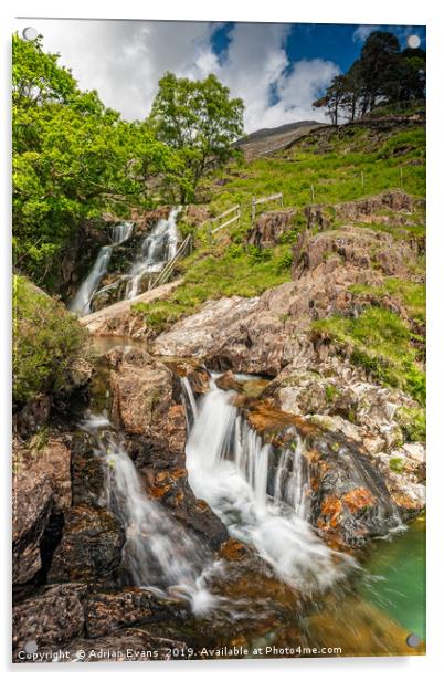 Watkin Path Waterfall Wales Acrylic by Adrian Evans