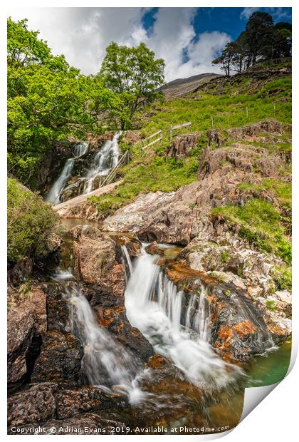 Watkin Path Waterfall Wales Print by Adrian Evans