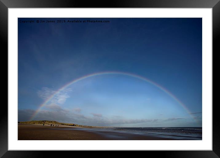 Rainbows over Druridge Bay Framed Mounted Print by Jim Jones