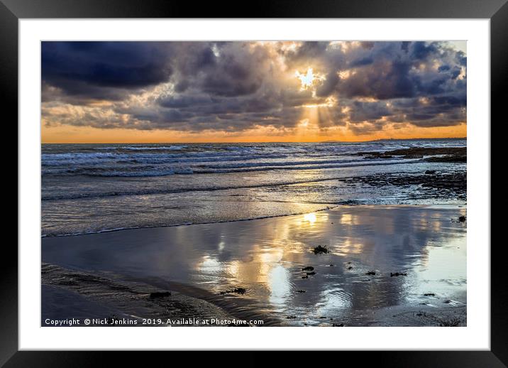 Sunset at Dunraven Bay Glamorgan Heritage Coast Framed Mounted Print by Nick Jenkins