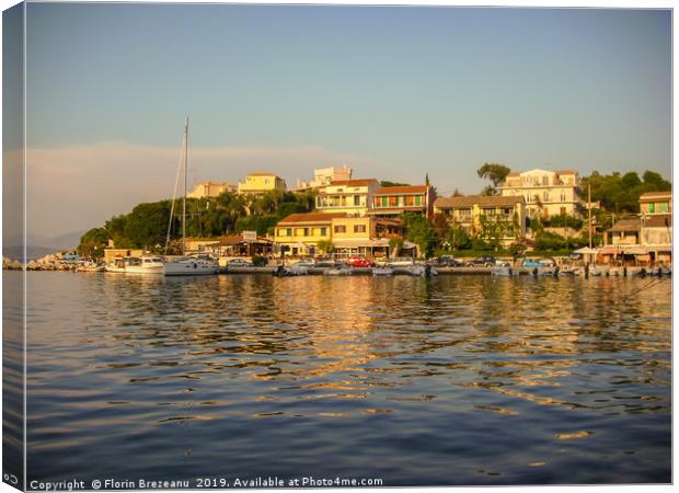 Kassiopi, Corfu, Greece - Beautiful sunset of boat Canvas Print by Florin Brezeanu