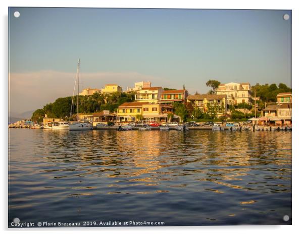 Kassiopi, Corfu, Greece - Beautiful sunset of boat Acrylic by Florin Brezeanu