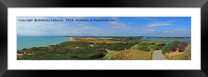    Hengistbury head panoramic to Bournemouth       Framed Mounted Print by Anthony Kellaway