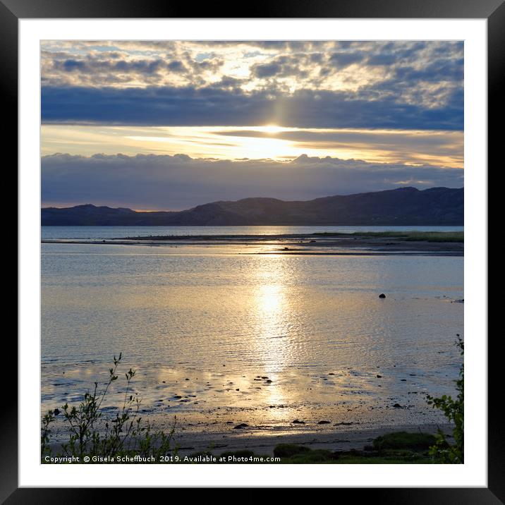 Midnight Sun Over the the Porsanger Fjord Framed Mounted Print by Gisela Scheffbuch