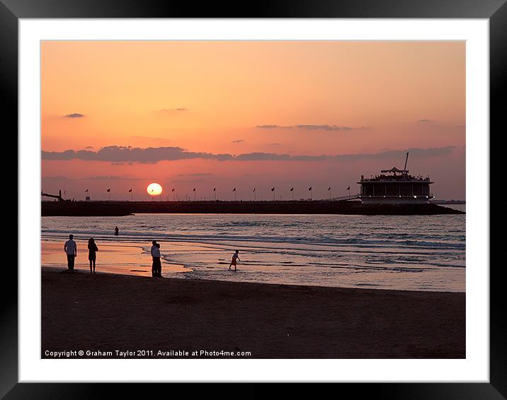 Sunset at Dubai Public Beach Framed Mounted Print by Graham Taylor