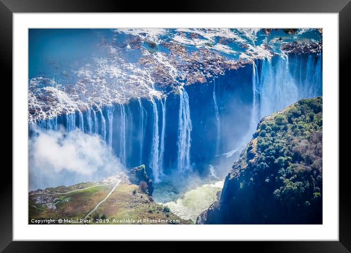 Aerial shot looking down at Victoria Falls Framed Mounted Print by Mehul Patel