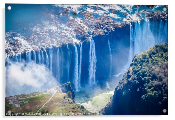 Aerial shot looking down at Victoria Falls Acrylic by Mehul Patel