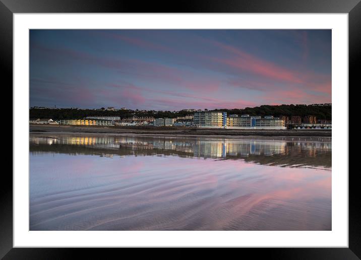 Westward Ho! waterfront reflections at sunset  Framed Mounted Print by Tony Twyman