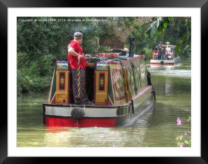 Colourful Roses and Castles Narrowboat Framed Mounted Print by Nicola Clark