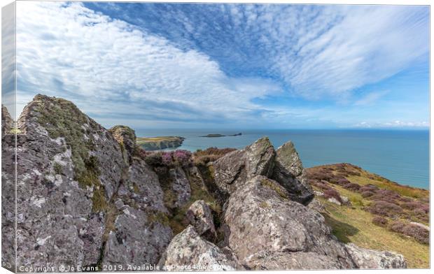 JoEvans Worm's Head from Rhossili Down Canvas Print by Jo Evans