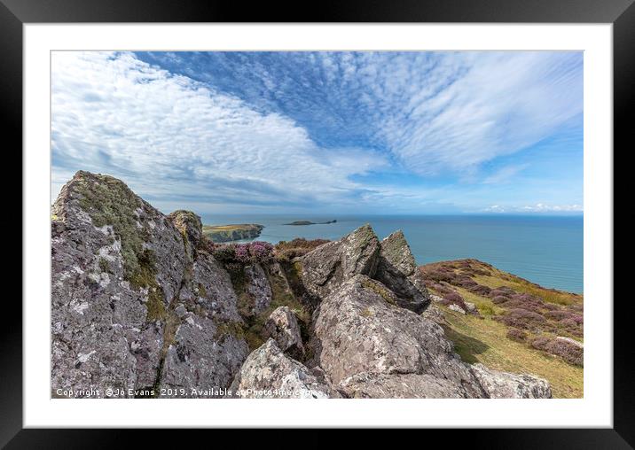 JoEvans Worm's Head from Rhossili Down Framed Mounted Print by Jo Evans