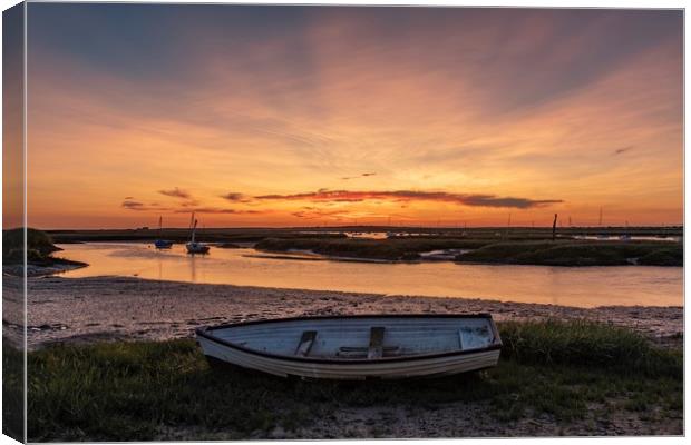 Sunset over Brancaster Staithe  Canvas Print by Gary Pearson