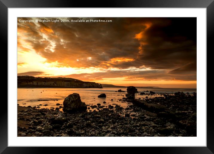 Sunset over Freshwater Bay, Isle of Wight Framed Mounted Print by Graham Light